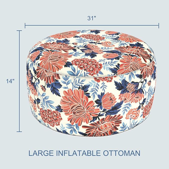 LVTXIII Indoor/Outdoor Extra Large Inflatable Ottoman Pouf D31 x H14 Inch - Image 3