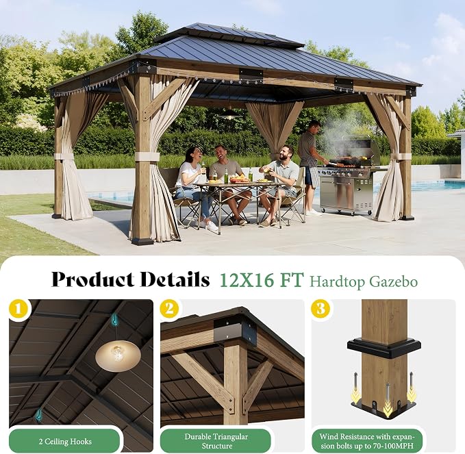 AMERLIFE 12' x 16' Heavy Duty Hardtop Gazebo - Image 3