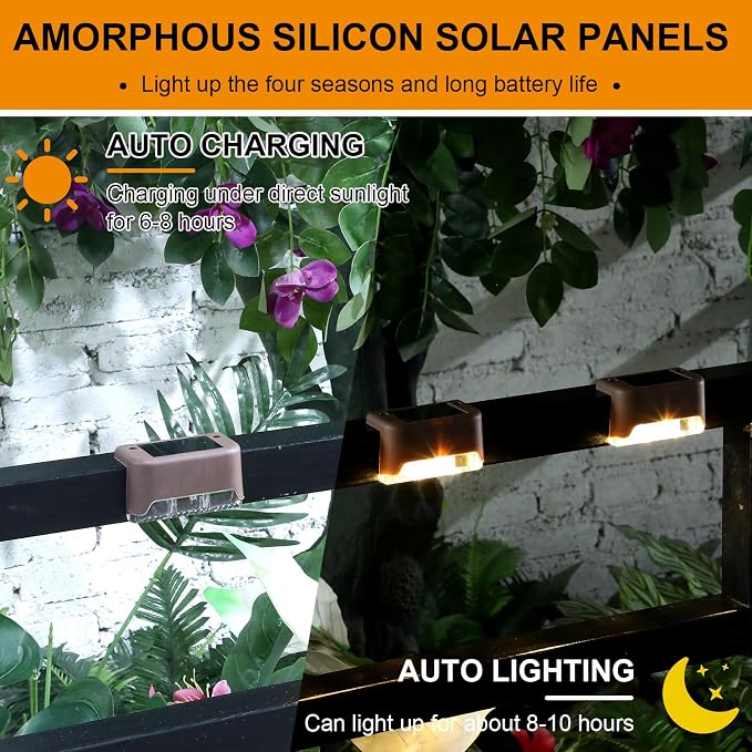 Geelin 32 Pcs Solar Deck Lights Outdoor, Waterproof LED Solar Step Fence Lights - Image 5