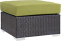 Modway Convene Wicker Rattan Outdoor Patio Square Ottoman in Espresso Peridot by Modway