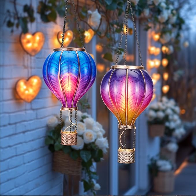 TERESA'S COLLECTIONS 2 Pack Hanging Solar Lantern Outdoor Garden Decor - Image 2