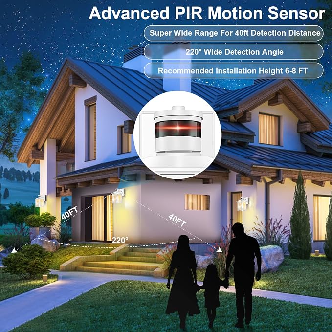 Motion Sensor Outdoor Wall Lights White Dusk to Dawn Light Fixture - Image 2