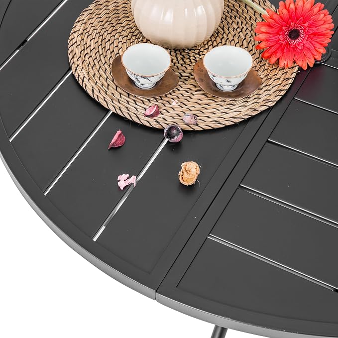 Sour Citrus Round Outdoor Metal Patio Dining Table - Image 5