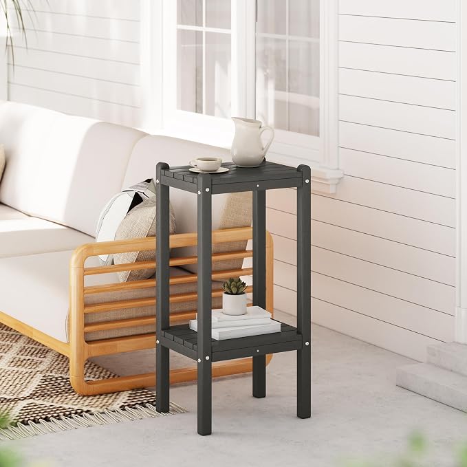 WestinTrends Malibu 36" Outdoor Adirondack HDPE 2-Tier Patio Side Table - Image 2