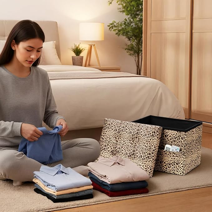 AmasSmile Storage Ottoman Folding Foot Rest Stool - Image 8