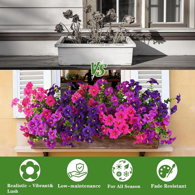 INQCMY Artificial Flowers for Outdoors Fake Plants Spring Decoration, 12 - Image 4