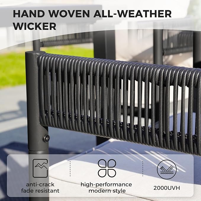 Grand patio Outdoor Dining Set, 7-Piece Patio Table and Chairs Set, Metal Woven - Image 4