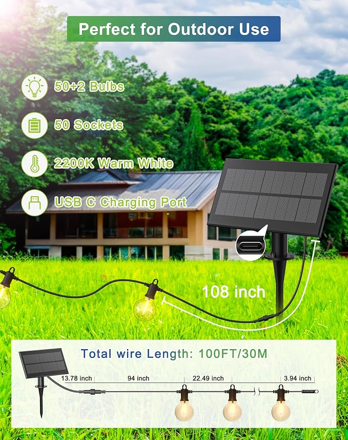 Solar String Lights Outdoor Waterproof 100FT - Image 6