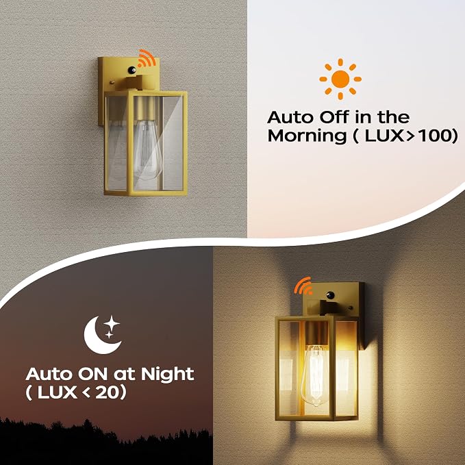WIHTU Gold Dusk to Dawn Porch Lights, Exterior Lighting Fixtures - Image 2