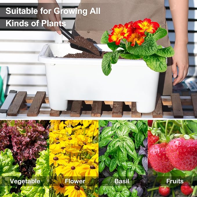 Self-Watering Rectangle Planter Boxes 8-Pack, 15.7-Inch Window Box Planter - Image 5