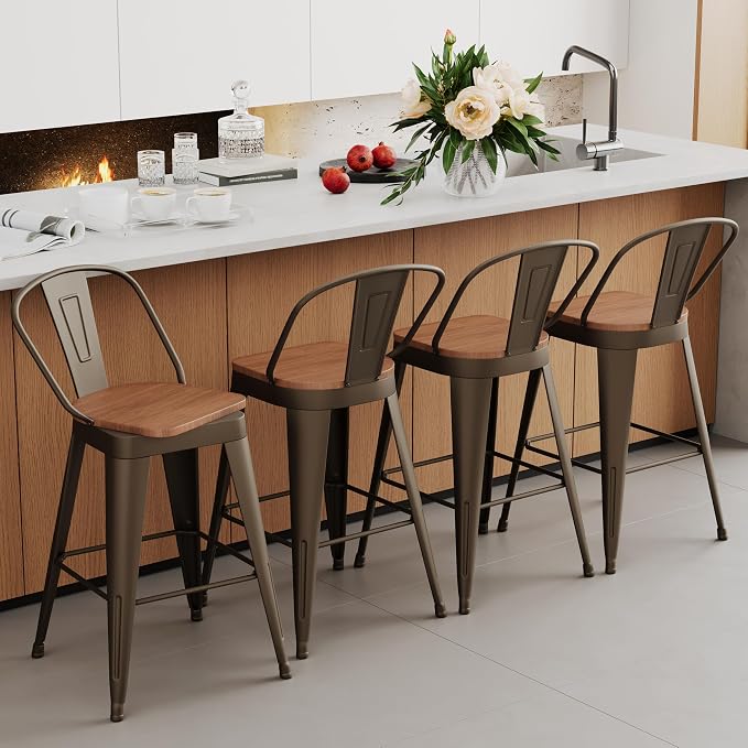 Aklaus Swivel Metal Bar Stools Swivel Modern Farmhouse Bar Chairs - Image 9