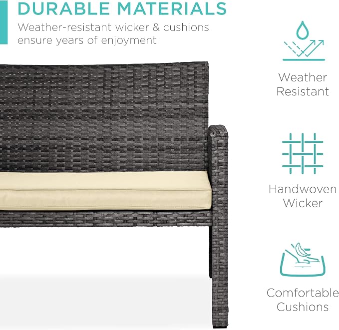 Best Choice Products 4-Piece Outdoor Wicker Patio Conversation Furniture Set - Image 3