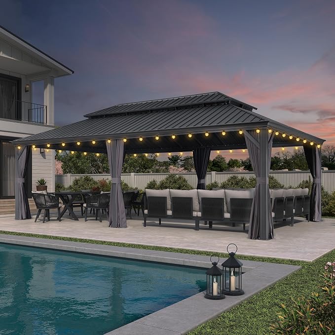 PURPLE LEAF 14' X 28' Hardtop Gazebo by PURPLELEAF