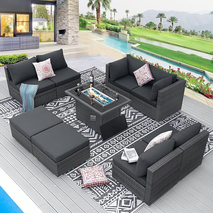 BULEXYARD 9 Pcs Highback Patio Furniture Set by BULEXYARDFURNITURE