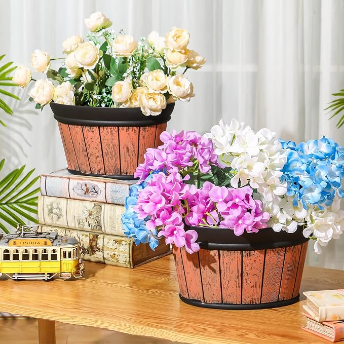 Layhit 6 Pcs Wall Hanging Planters Outdoor Pot Planter Wine Barrel Planter - Image 6