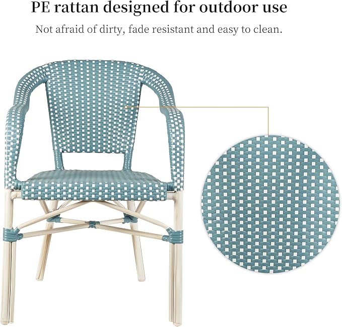 PURPLE LEAF Outdoor Dining Chair Set of 4 White Print Finish Patio Chairs - Image 5