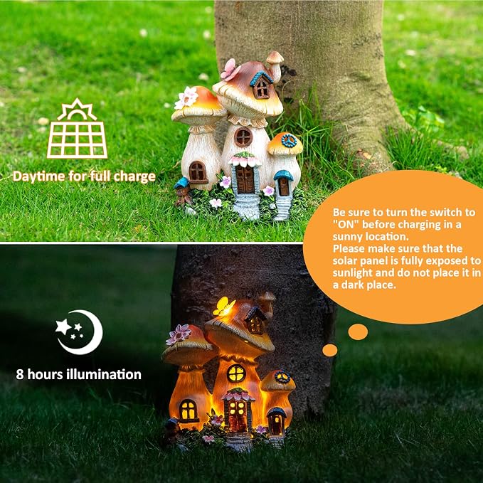 Solar Garden Statue Lights Mushroom Mothers Day Decorations Fairy House - Image 2