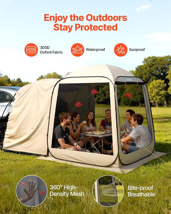 SUV Tailgate Tent VEVOR, 6 x 6 ft Pop-Up Screen House Canopy - Image 6