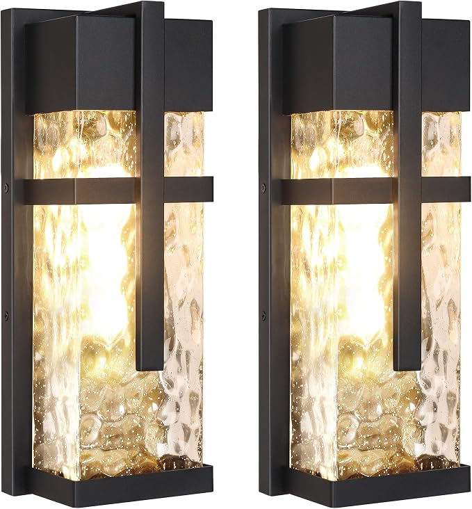 Hammered Glass Wall Lamp, Outdoor Light Fixtures, Exterior Wall Lantern - Image 8