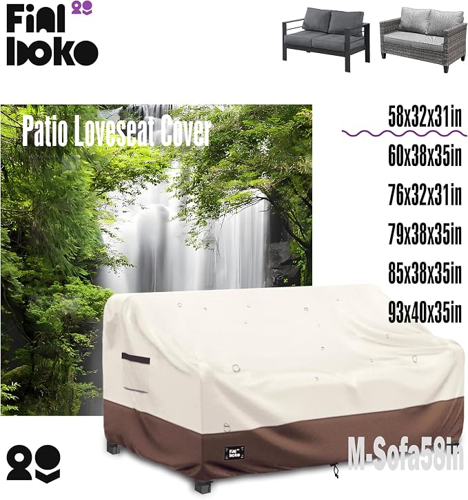 2-Seater Outdoor Couch Cover, 100% Waterproof Heavy Duty Patio Sofa Covers - Image 3