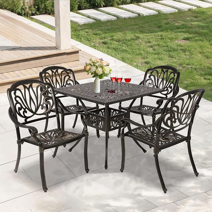 Patio Dining Table, Cast Aluminum Patio Tables - Image 5