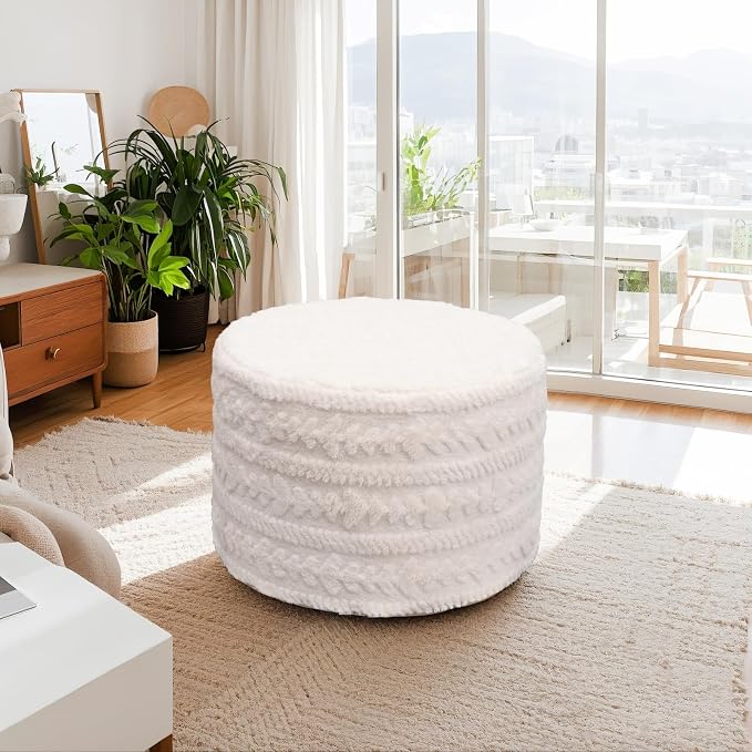Asuprui Round Footstool Ottoman, 20x14 Inches Multi-Functional Modern Foot Stool - Image 9