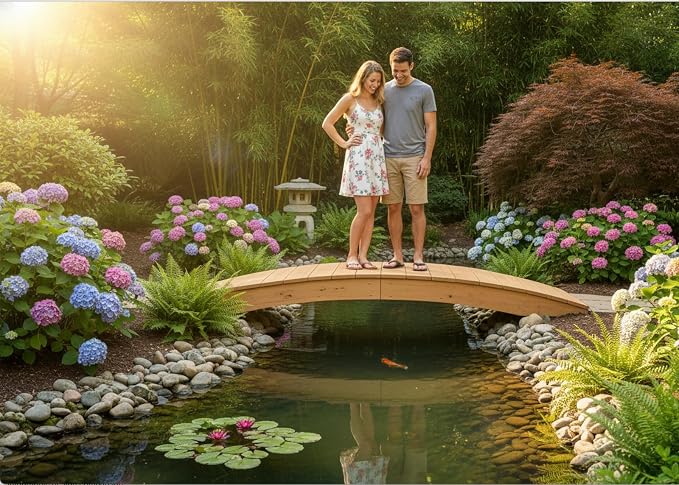8 FT Natural Amish Made Pinewood Heavy Duty Garden Bridge - Image 4