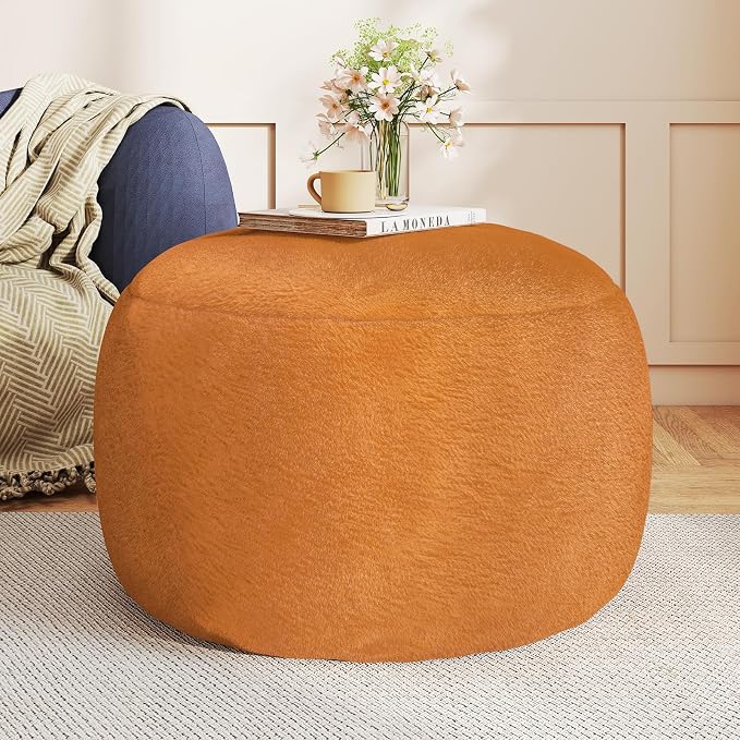 Round Pouf Ottoman Foot Rest, 29 X 18Inch Floor Poufs Footstool, A Round Modern by Gericco