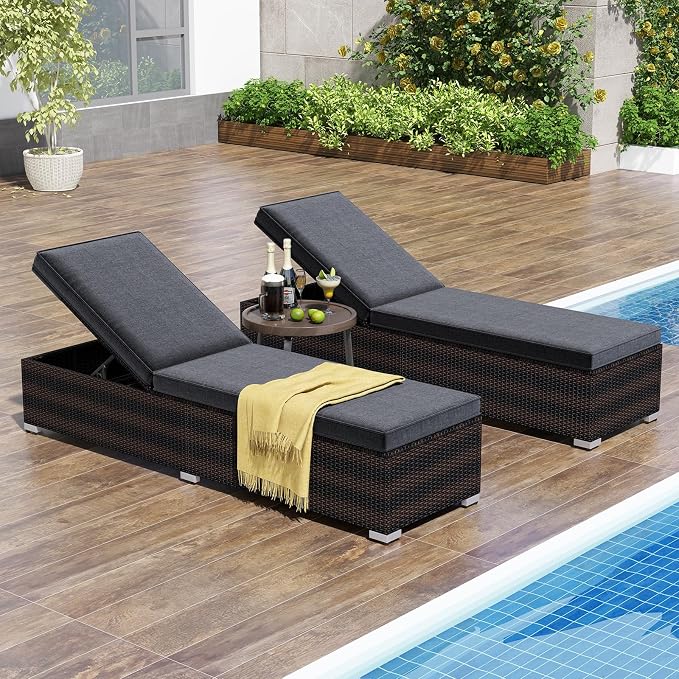 Tangkula Outdoor Chaise Lounge, Patio Wicker Lounge Chair w/ 4-Level Backrest - Image 8