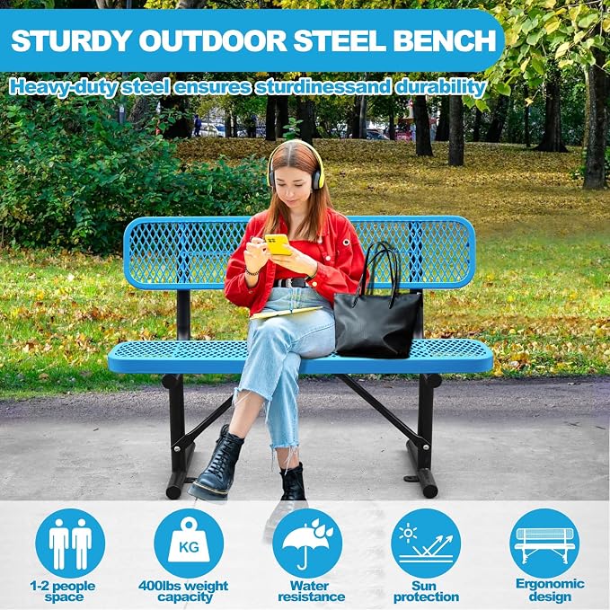 4FT/48INCH Heavy Duty Metal Park Bench - Image 6