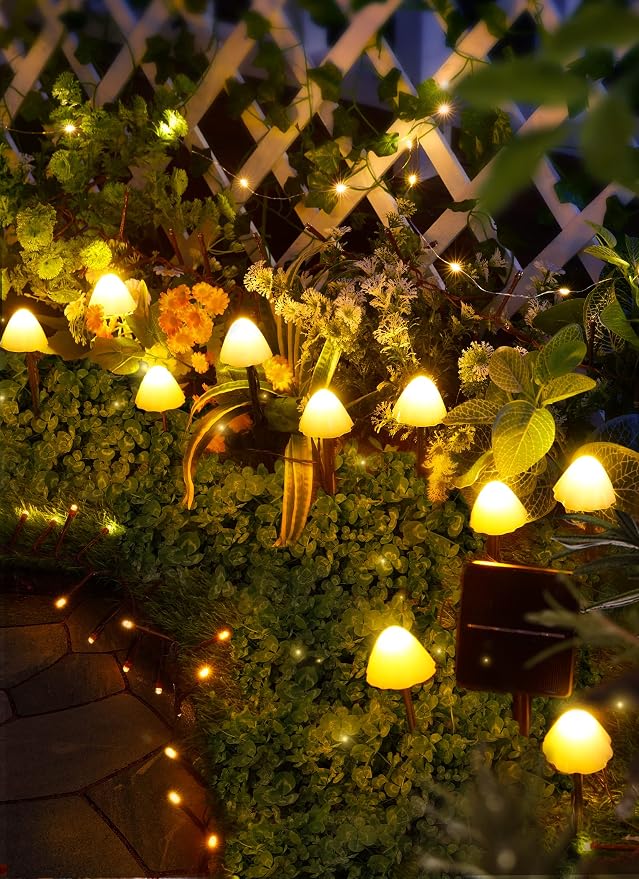 Solar Mushroom Garden Lights for Outside, 20 LED 32.8FT Solar Pathway Lights - Image 7