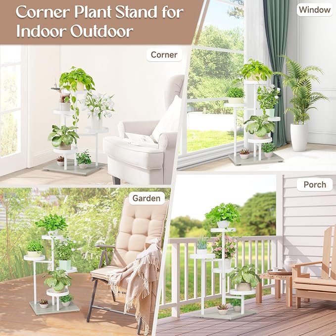 iDavosic.ly 4 Tier Plant Stand Indoor, Tiered Corner Flower Holder Shelf Outdoor - Image 4