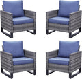 Belord Outdoor Wicker Chair Patio Chairs Set of 4, All Weather Rattan Club by Belord