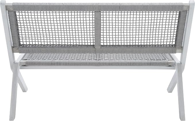 SAFAVIEH Outdoor Collection Kobina Grey Acacia Wood/Grey Rope Foldable Bench - Image 5