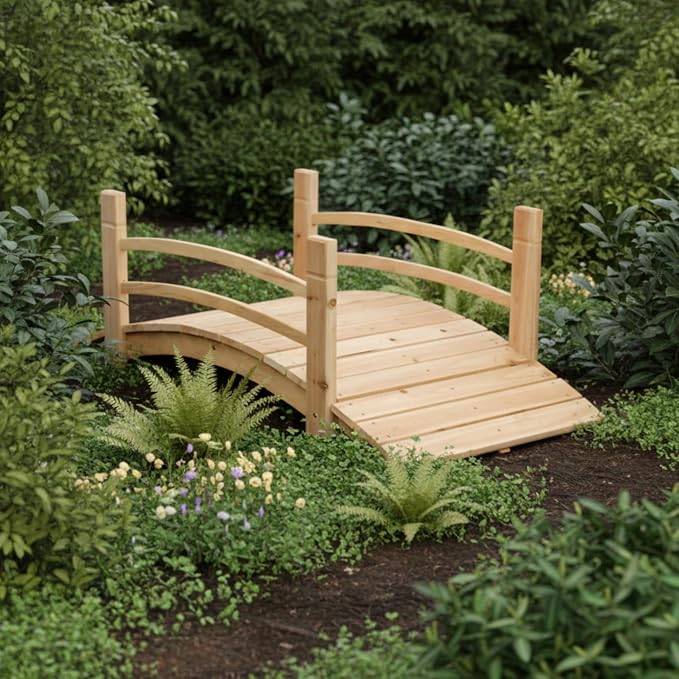Shine Company 4980N 4 Ft. Cedar Wood Garden Bridge - Image 4