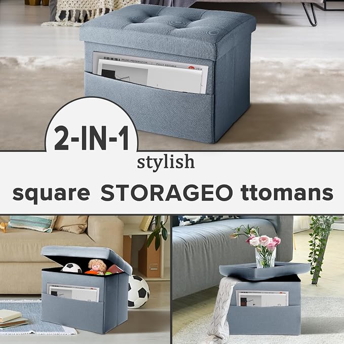 LINMAGCO Storage Ottoman Folding Foot Stool Ottoman - Image 7