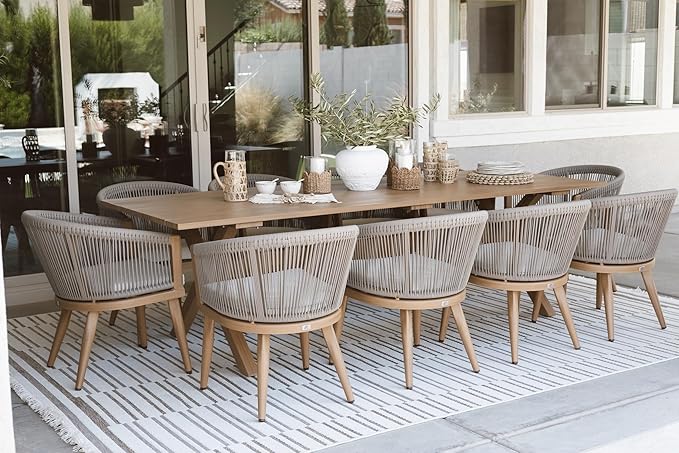 PURPLE LEAF Outdoor Dining Set for 10 All-Weather Aluminum 11 Piece Furniture by PURPLELEAF