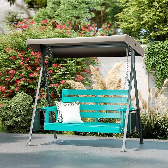 IVY&LANE Outdoor Porch Swing | HDPE Plastic | 2-Person | Hanging Bench Swings | - Image 6