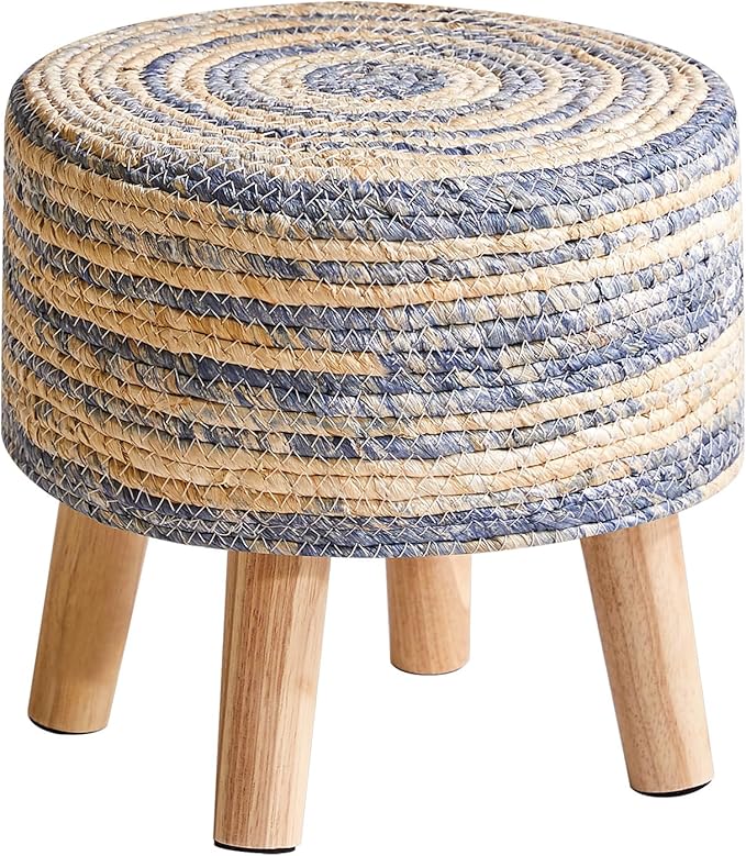 YMYNY Foot Stool Natural Seagrass Hand Weave, 12.6" Small Ottoman, Round by High-qualityhomefurnishing