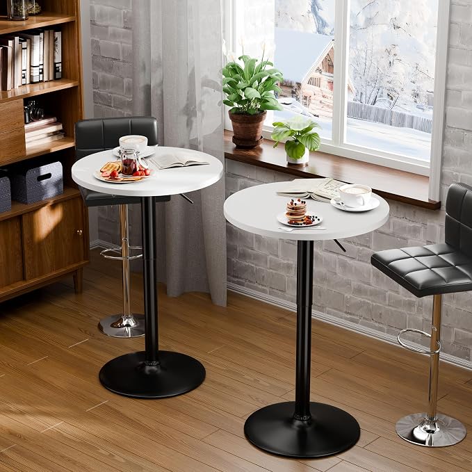 Flamaker Round Bistro Pub Table 23.6 Inch Height Adjustable 360° Swivel Bar - Image 4