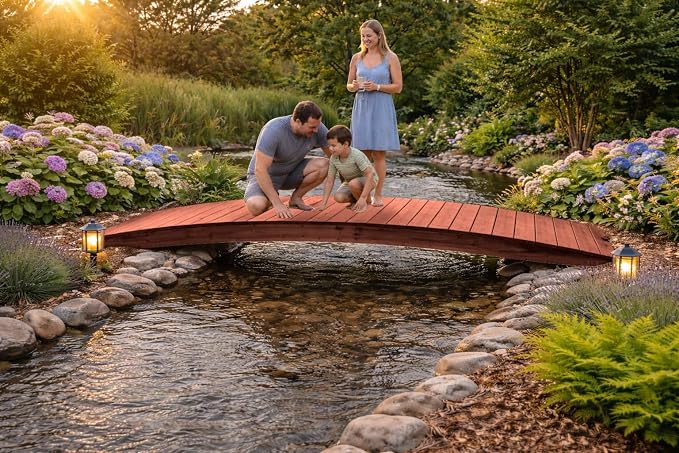 12 FT MAHOGANY Amish Made Pinewood Heavy Duty Garden Bridge - Image 4