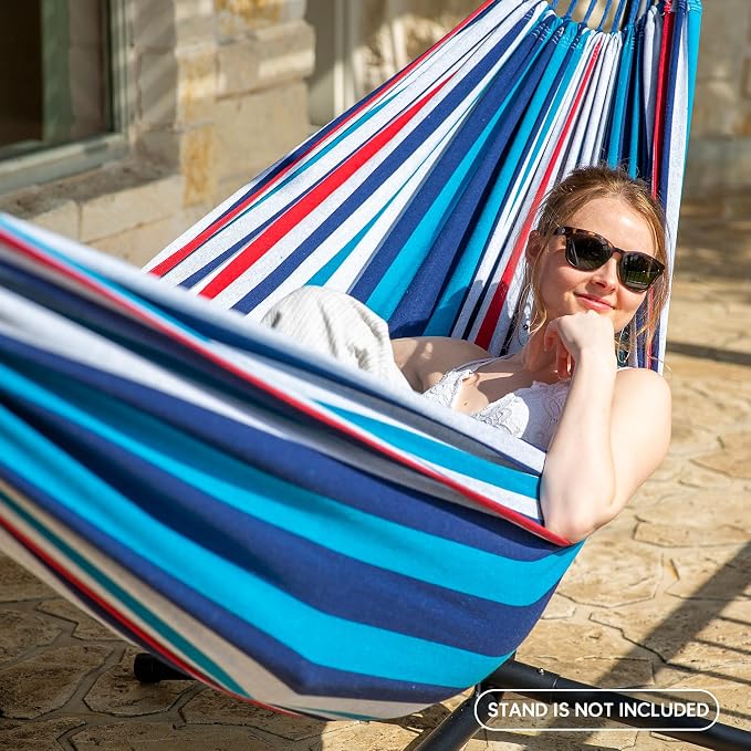 SUNCREAT Hammocks for Outside, Portable Heavy Duty Tree Hammock, Ocean Stripes - Image 2