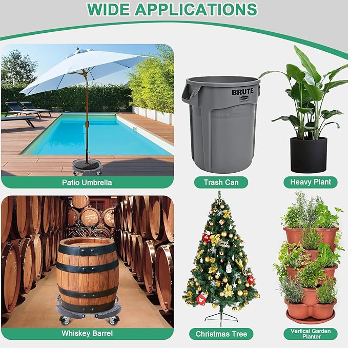 sanyi Plant Caddy with Wheels, 2 Pack Adjustable 15-21 Inch Rolling Planter - Image 4