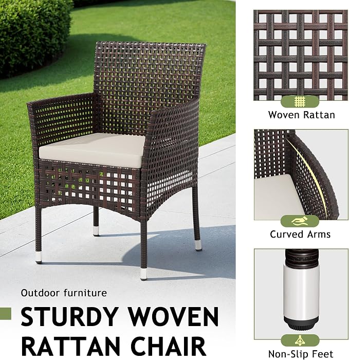 Devoko Outdoor 3 Piece Patio Furniture Set Wicker Chairs - Image 4