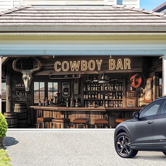 ANNA QUEEN Cowboy Bar Garage Door Banner 6x13FT, Western Saloon Bar Garage Door - Image 2