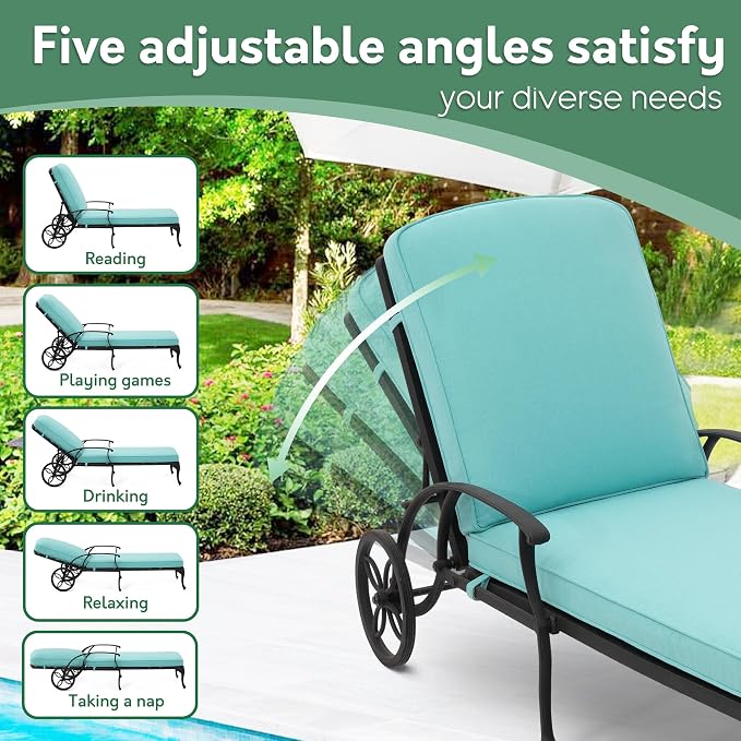 Chaise Lounge Chair Outdoor- Patio Pool Chairs Tanning Lounges - Image 3