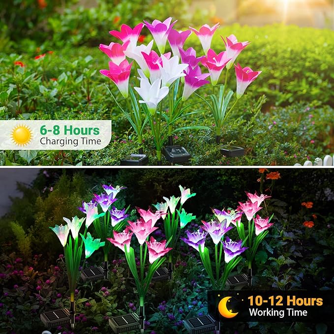 WdtPro Solar Outdoor Lights Garden Decorative 10 Pack, Waterproof Solar Garden - Image 5
