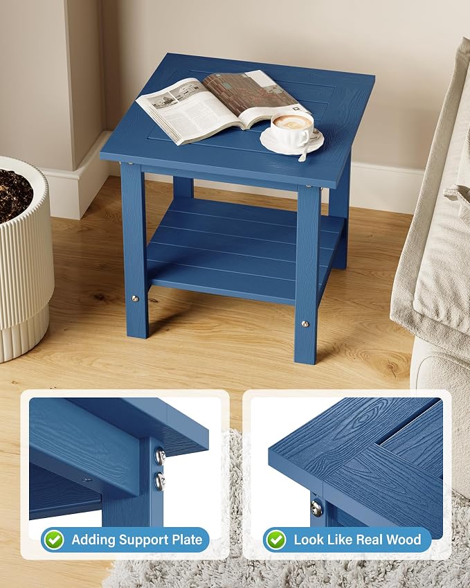 YEFU Outdoor Side Table for Patio: 16x16 in HIPS Square Outdoor End Table - Image 3