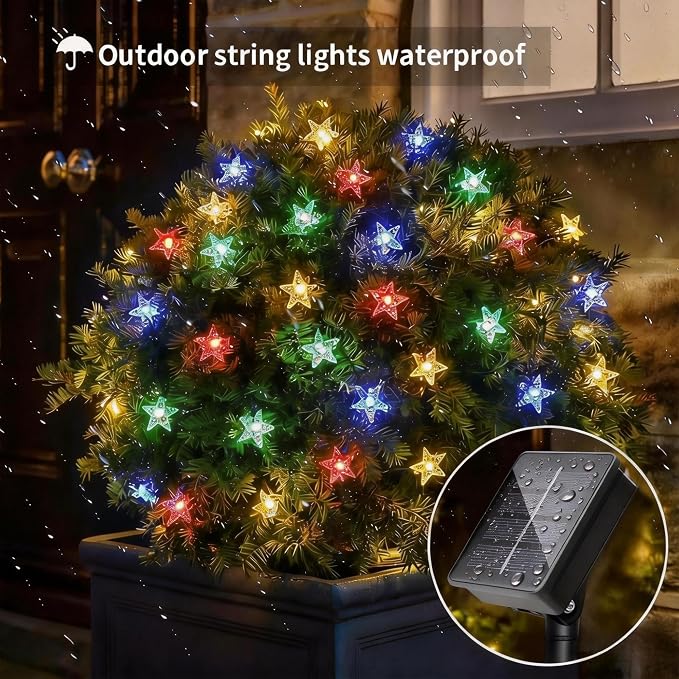 Twinkle Solar Star String Lights Outdoor Waterproof Fairy Lights 39FT 100 LED - Image 3