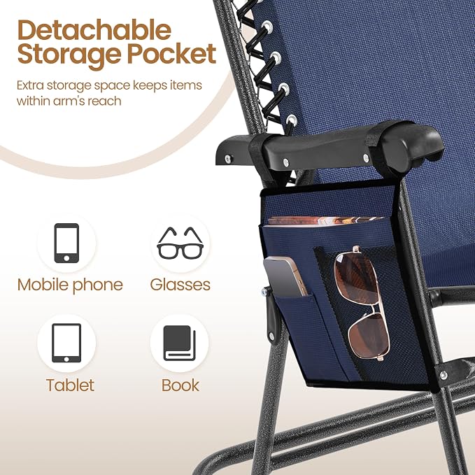 Yaheetech 26in Rocking Chair Outdoor Zero Gravity Folding Chairs Rocking Chairs - Image 6